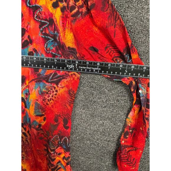 VTG Chico's Sheer Long Tunic Top Womens Size 0 US S Red Button Harvest Fall - Picture 9 of 9